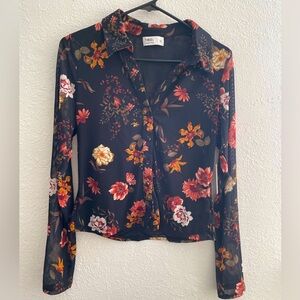 🌸2 For $25🌸 Tinsel Black Floral button-down blouse
